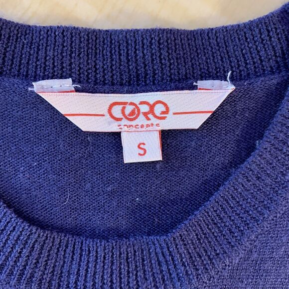 Core Concepts Merino Wool Sweater Pullover Small Red Navy Graphic Ski Deer Geo - Picture 10 of 16